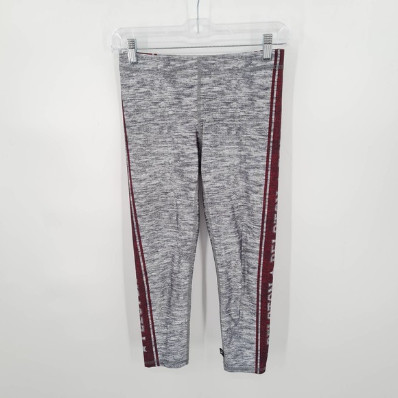 Terez x Peloton Varsity Crop Heathered Gray Activewear Leggings Small - Picture 2 of 7